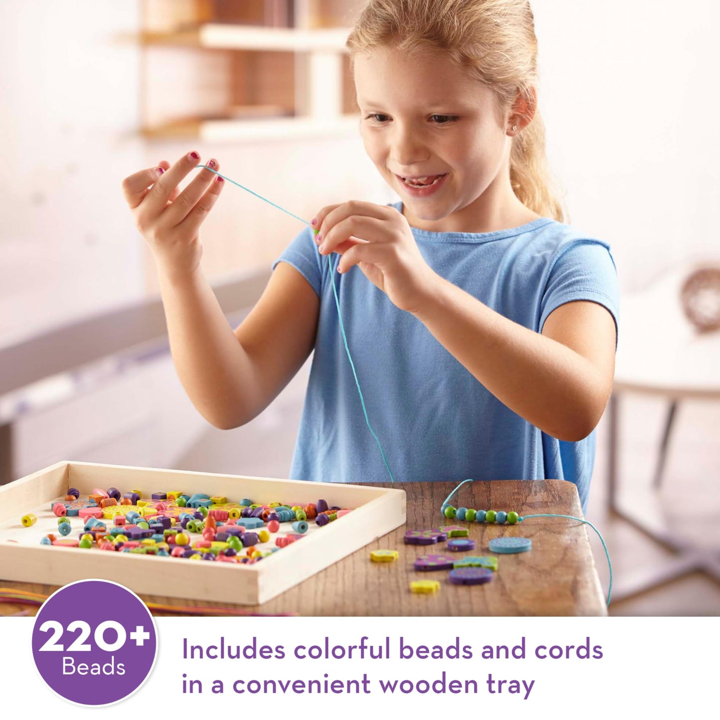 Melissa & Doug Created by Me! Bead Bouquet Deluxe Wooden Bead Set with 220+ Beads for Jewelry-Making Kits for Kids 4+ - FSC Certified