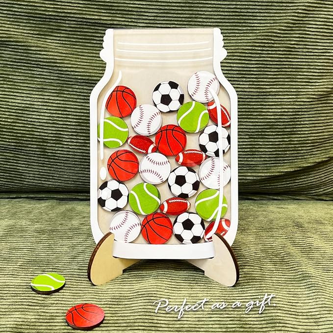 Magnetic Reward Jar for Kids, Classroom Reward System, Star Reward Jar, Incentive Good Behavior Responsibility Chart, Potty Training Rewards, Behavior jar for Boys Girls (Sports)