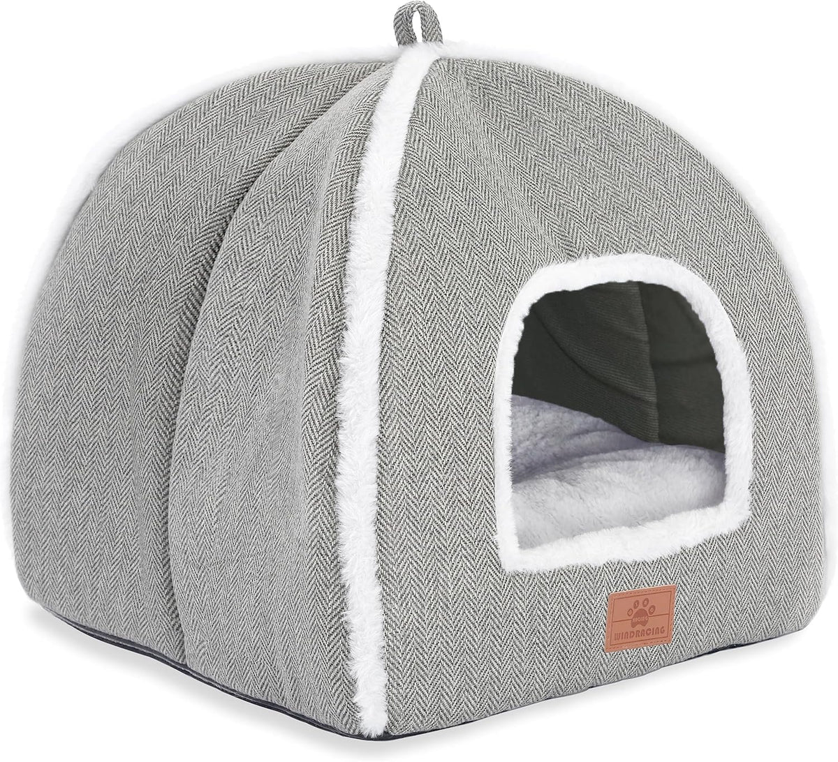 Cat Bed for Indoor Cats - Cat Cave Bed Cat House Cat Tent with Removable Washable Cushioned Pillow, Soft and Self Warming Kitten beds, Pet Bed（Large Grey）