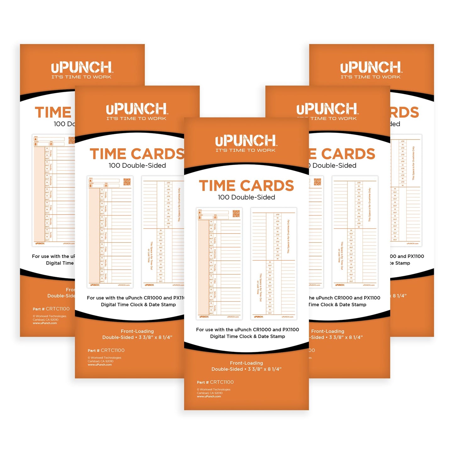 uPunch 500 Time Cards for CR1000 Digital Time Clock and Date Stamp
