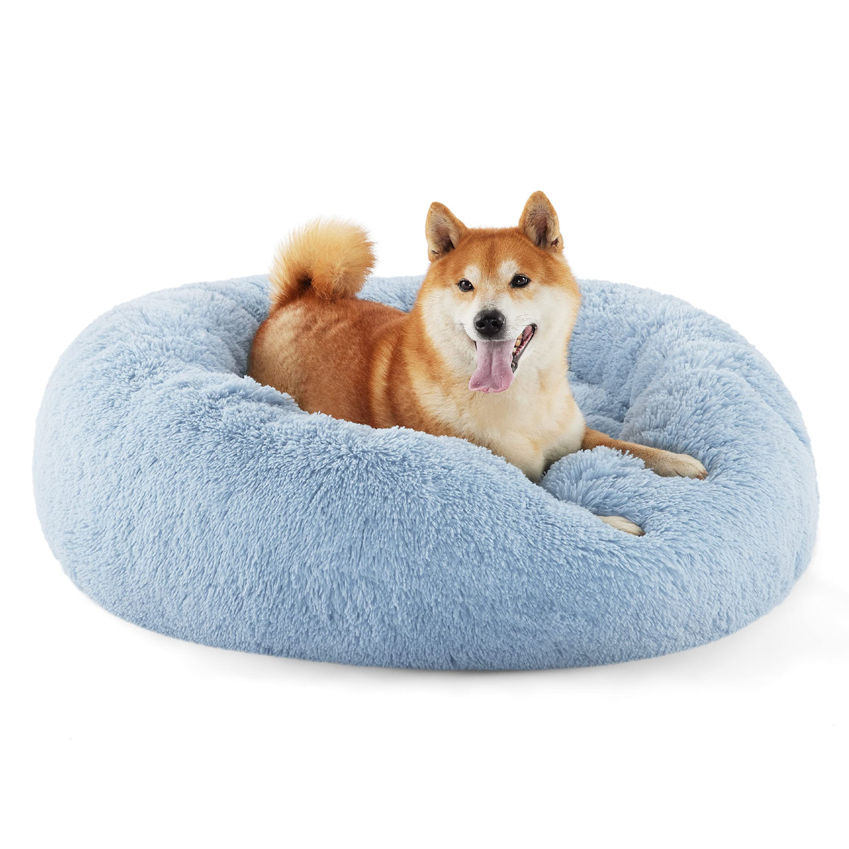 Bedsure Calming Small Medium Dog Bed Donut Washable Puppy Bed,27ins Black
