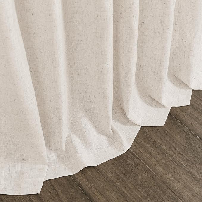 Extra Long Curtain 102 inches Long 2 Panels Set Back Tab Beige Drapes for Living Room Neutral Farmhouse Light Filtering Semi Sheer Linen Curtains 102 inch Length for Large Window Tan 9 FT Tall