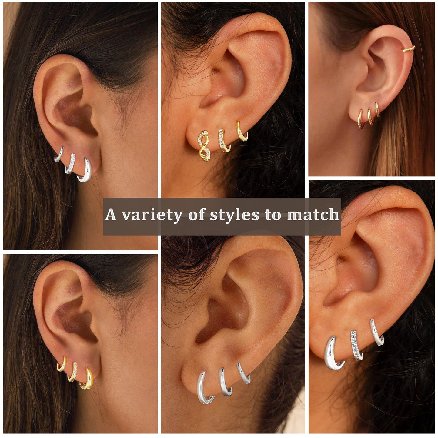 DORANA 3 Pair Small Gold Hoop Earrings Set for Women 925 Sterling Silver Huggie Earrings Non Tarnish Small Cartilage Hoops Stackable Earring Stacks Sets for Multiple Piercing