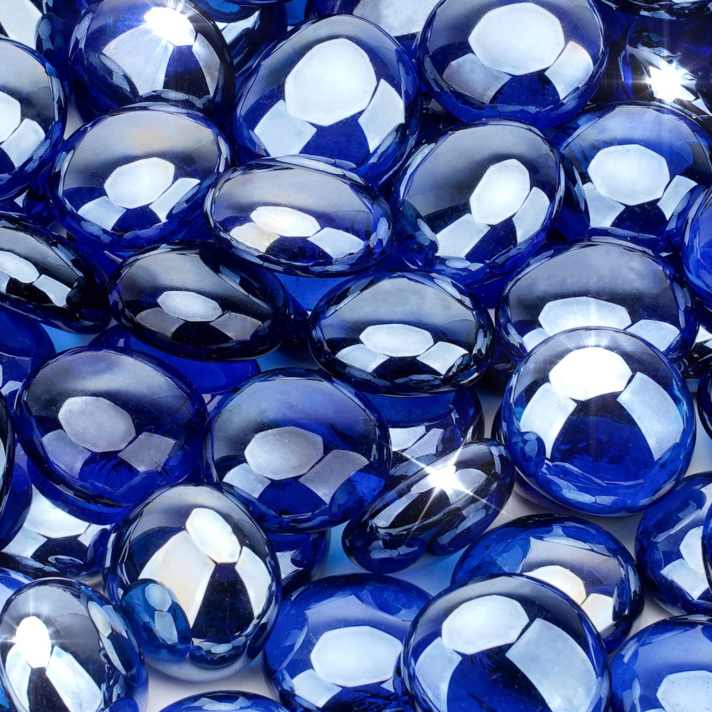 Stanbroil 10-Pound Fire Glass Beads - 1/2 inch Luster Fire Glass Drops for Fireplace Fire Pit | Gas Log Sets | Landscaping | Fish Tank, Royal Cobalt Blue Luster