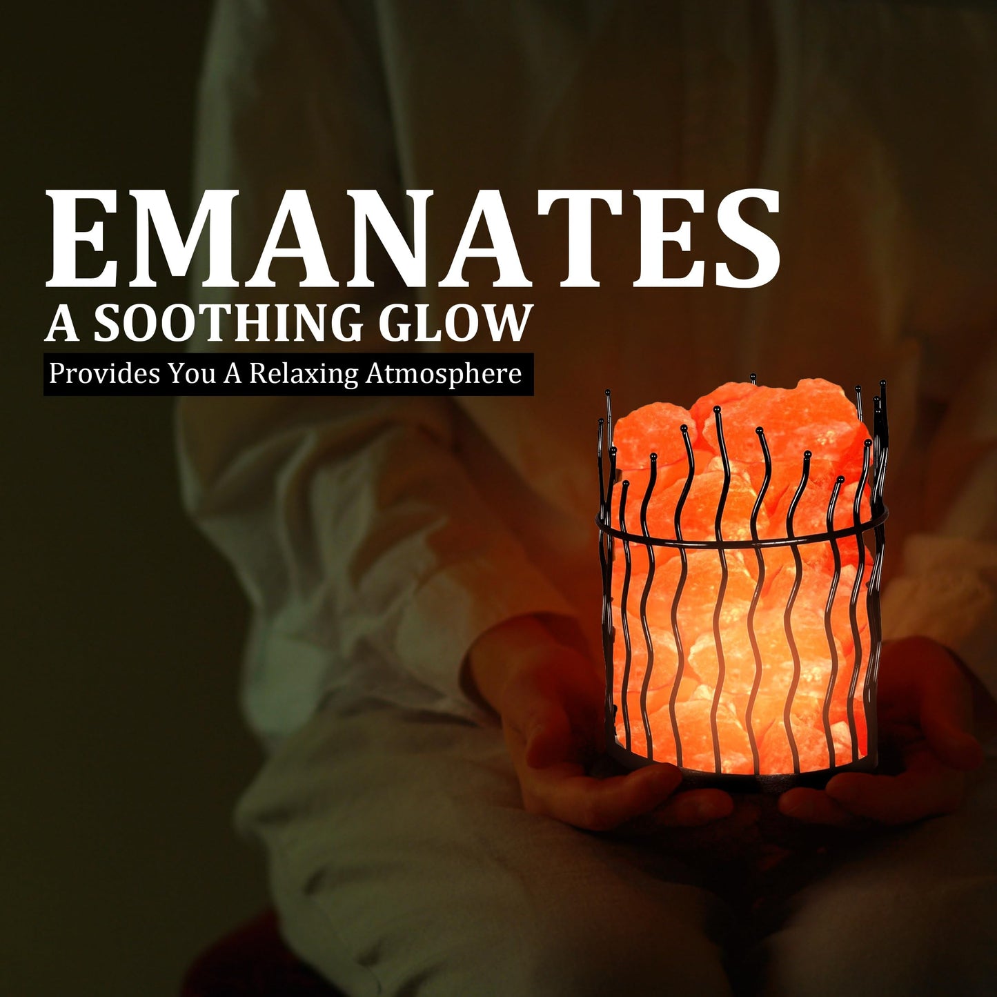 Natural Himalayan Salt , Tall Round Metal Basket lamp with Dimmer Switch | 8-10 lbs