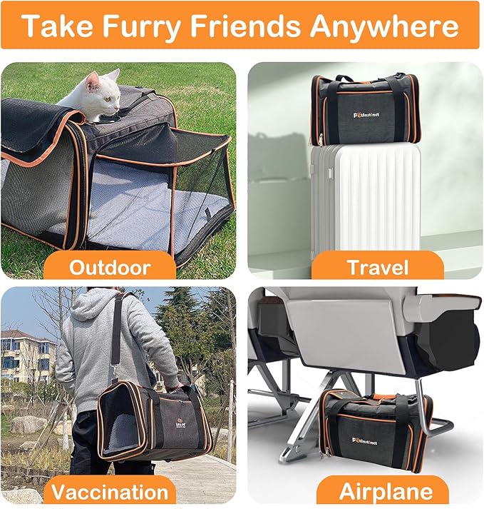 Petinstinct Pet Carrier Airline Approved, 17x11x11 TSA Travel Carrier