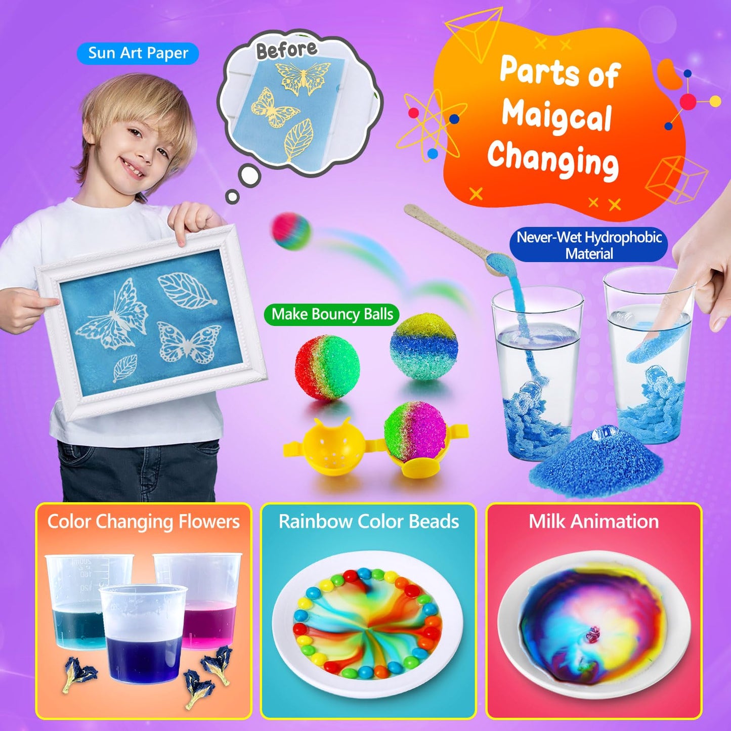 UNGLINGA 111 Experiments Science Kit for Kids, Chemistry Set, S.T.E.M Toys Boys Girls Birthday Gifts, Volcano, Crystal, Physics Lab Educational Learning Project