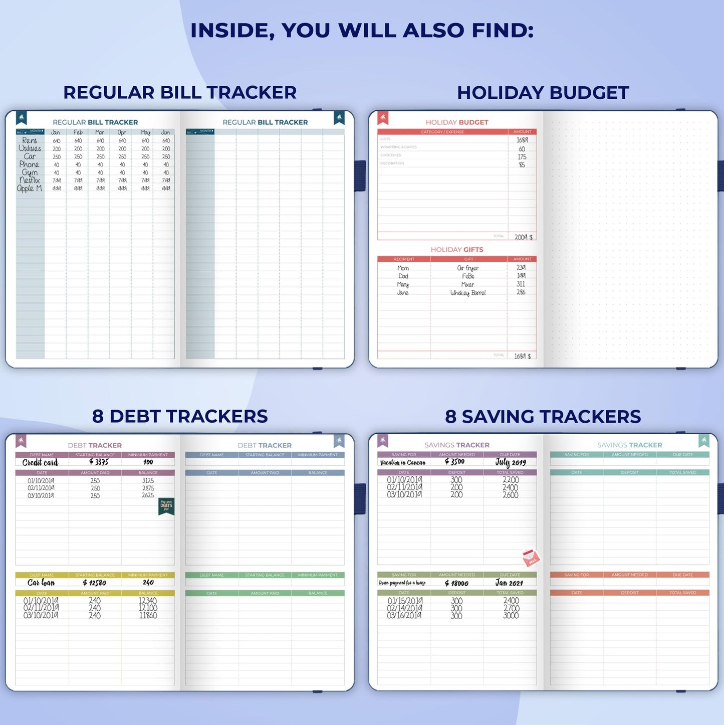 Clever Fox Budget Book 2.0 – Simple Budgeting Planner for Beginners – Financial Notebook with Money Spending, Debt & Bill Tracker (Dark Blue)