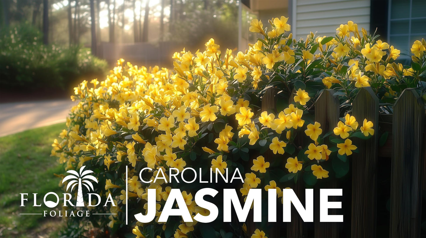 Carolina Jasmine | 1 Large Trade Gallon Size Plants | Gelsemium sempervirens | Evergreen Climbing Vine | Yellow Flowering Landscape Plants