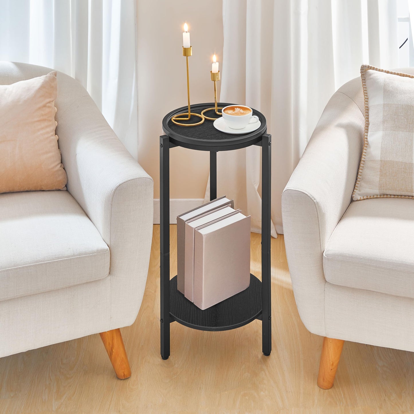 HOOBRO 29.5" Narrow Console Table and Small Round Side Table for Small Spaces Bundle, for Living Room Bedroom Kitchen, BF73XG01-BB167BZ01