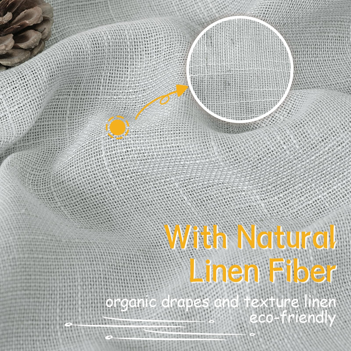 Light Grey Linen Curtains 63 Inch Length for Living Room (2 Count)