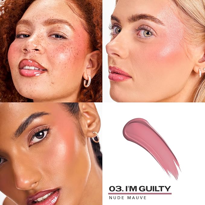 Sacheu Cheek STAY-N Liquid Blush for Cheeks — High Pigment, Buildable, Lightweight Cream Blush for Dewy & Radiant Flushed Cheeks — Long-lasting & Cruelty Free, I'm Guilty