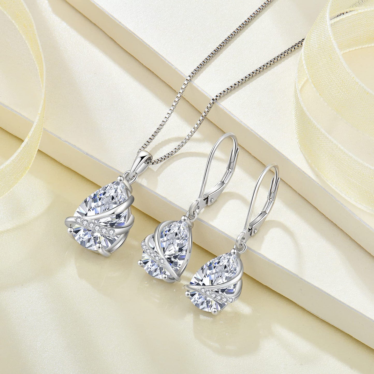 Rocayi Dangle Drop Earrings for Women 925 Sterling Silver Teardrop Leverback Earrings April Birthstone Jewelry