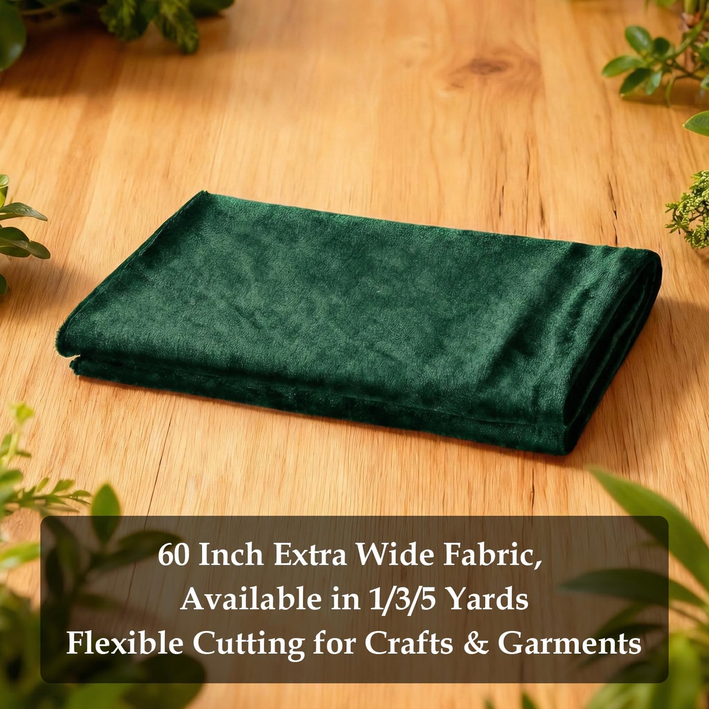 Q&J Fabric Co. Stretch Velvet Fabric by The Yard, 60 Inch Wide x 5 Yards Soft Luxury Versatile Stretchy Spandex Cloth for Upholstery, Sewing, Costume & DIY Crafts Projects (Forest Green)