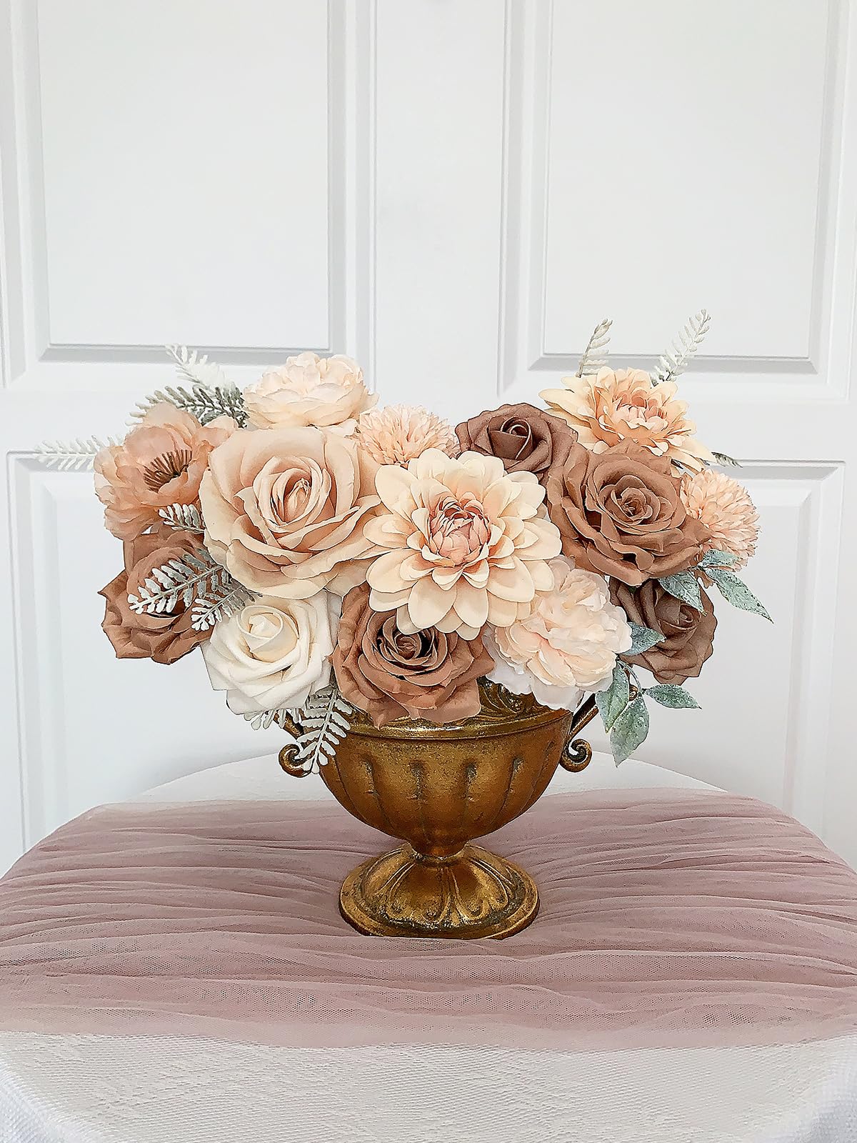 FACINOC Roses Artificial Flowers Nude Fake Flower for DIY Wedding Bouquet Bridal Baby Shower Decorations Party Table Centerpieces Cake Decorating Silk Floral Arrangement Home Decor Indoor Beige