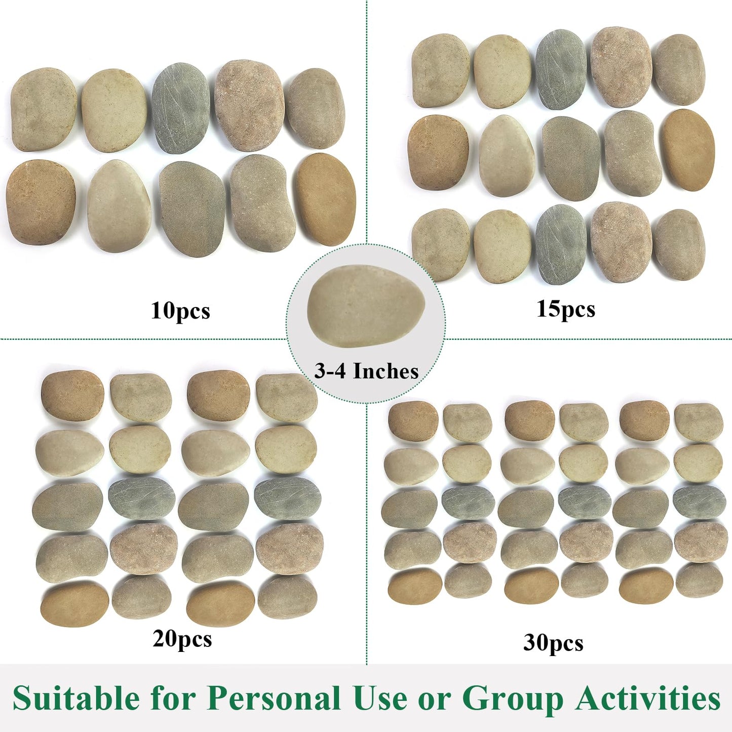 YISZM Large Rocks for Painting, 15PCS River Rocks for Painting, 3-4 Inches Flat Smooth Painting Stones for DIY Arts & Crafting