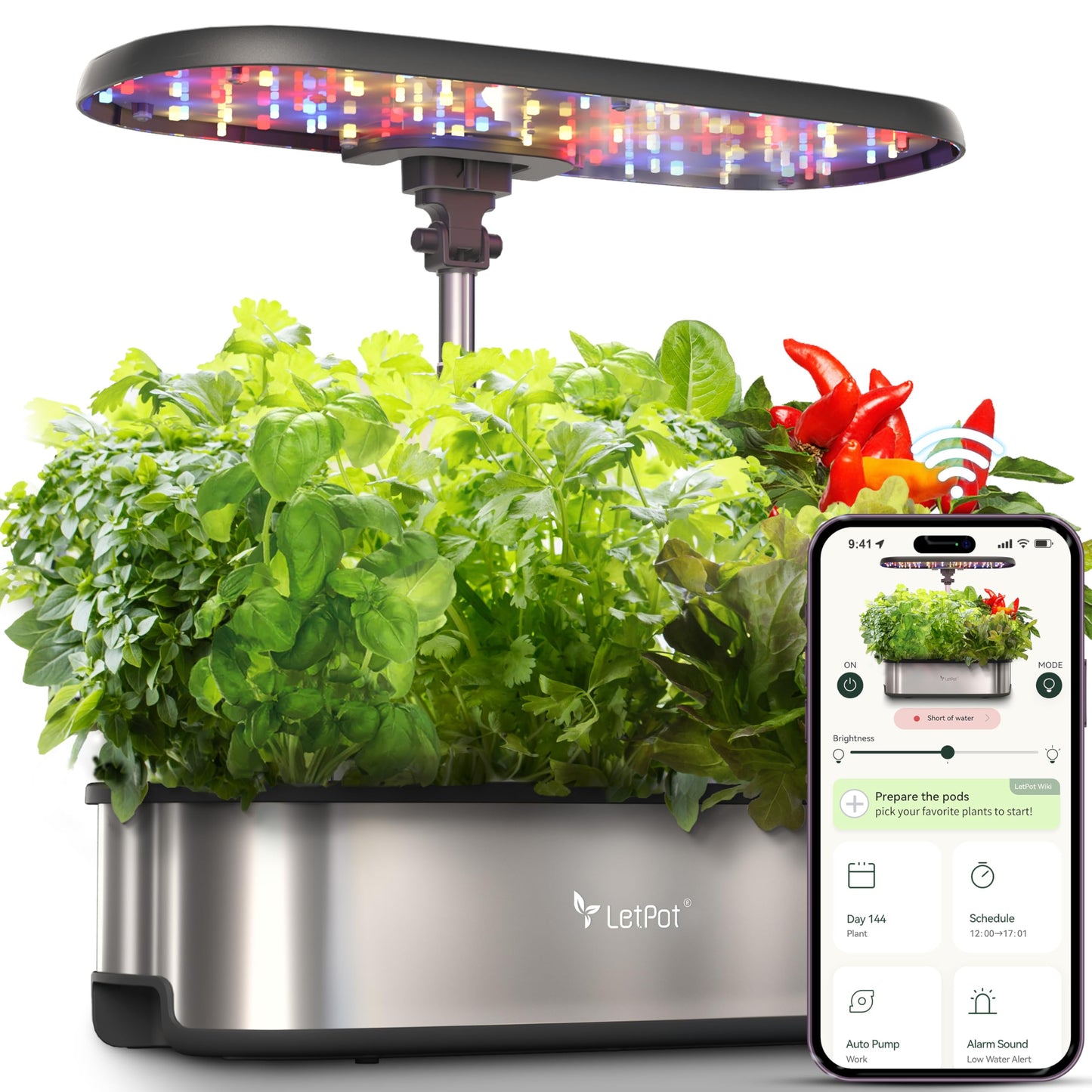 LETPOT LPH-SE Hydroponics Growing System, 12 Pods Smart Herb Garden Kit Indoor, Indoor Garden, APP & WiFi Controlled, with 24W Growing LED, 5.5L Water Tank, Pump System, Automatic Timer