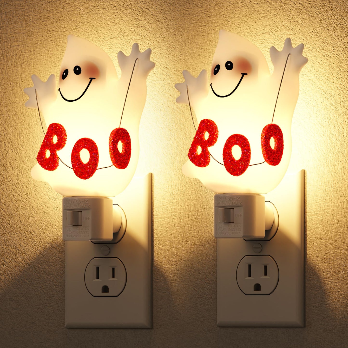 DORESshop Halloween Night Light Plug in, Ghost Night Lights Plug into Wall, Plug in Nightlight with 360° Rotatable, Cute & Funny Halloween Party Decorative for Adults,Kids,Gift, Pocky Decor,2 Pack