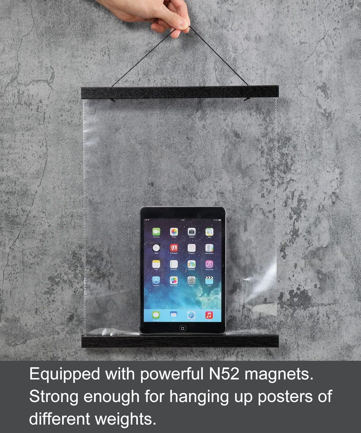 FALAMON Magnetic Poster Hanger Frame,42x30 42x28 42x24 Teak Wood Magnet Poster Frame for Posters,Prints,Photos,Pictures,Maps,Scrolls,and Canvas Artwork(Black,42")