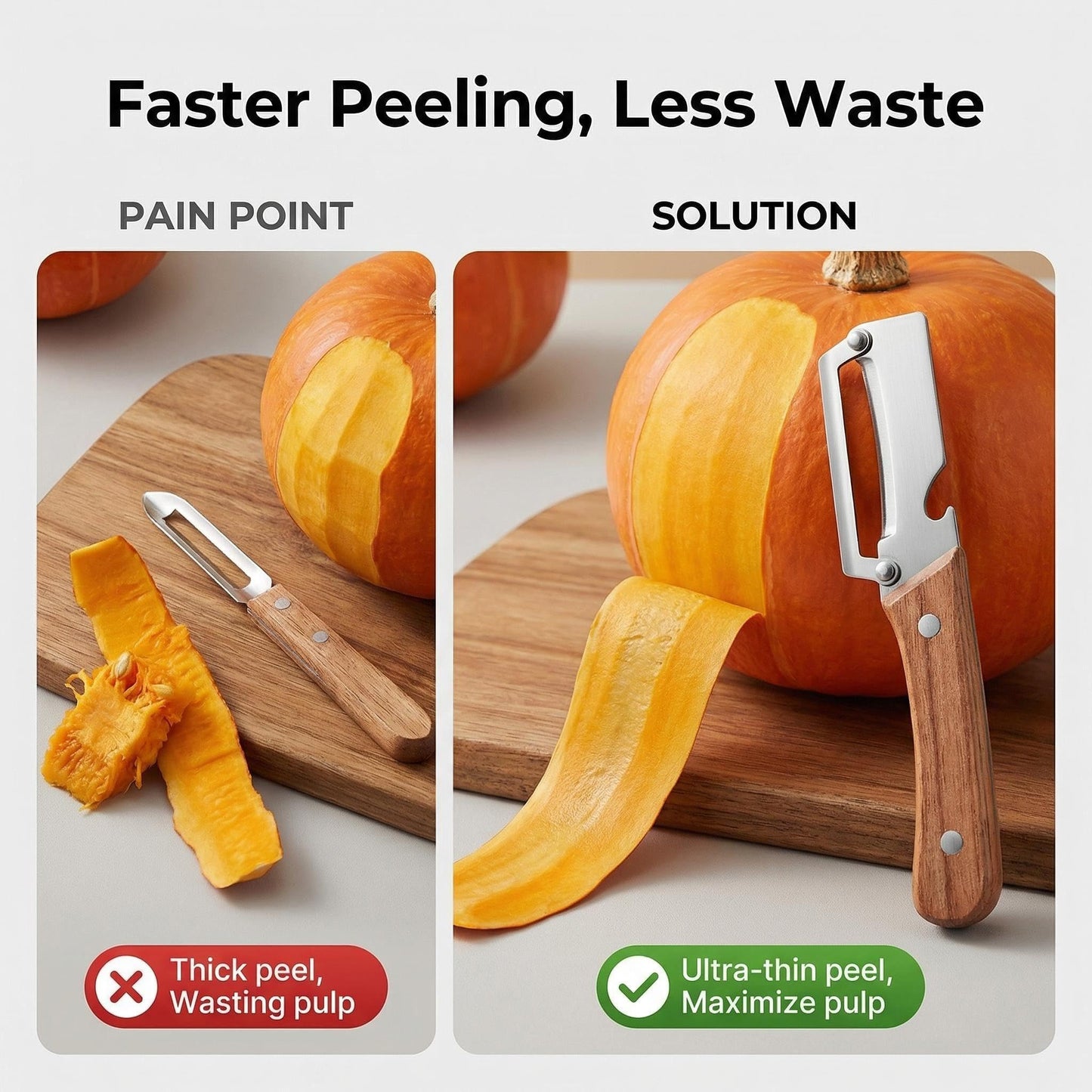 Multifunctional Premium Vegetable Peeler with Wooden Handle, Stainless Steel Blade & Bottle Opener, Non-Slip Kitchen Tool for Fruit, Apple, Potato, Pumpkin, Papaya, Zucchini (2pcs)