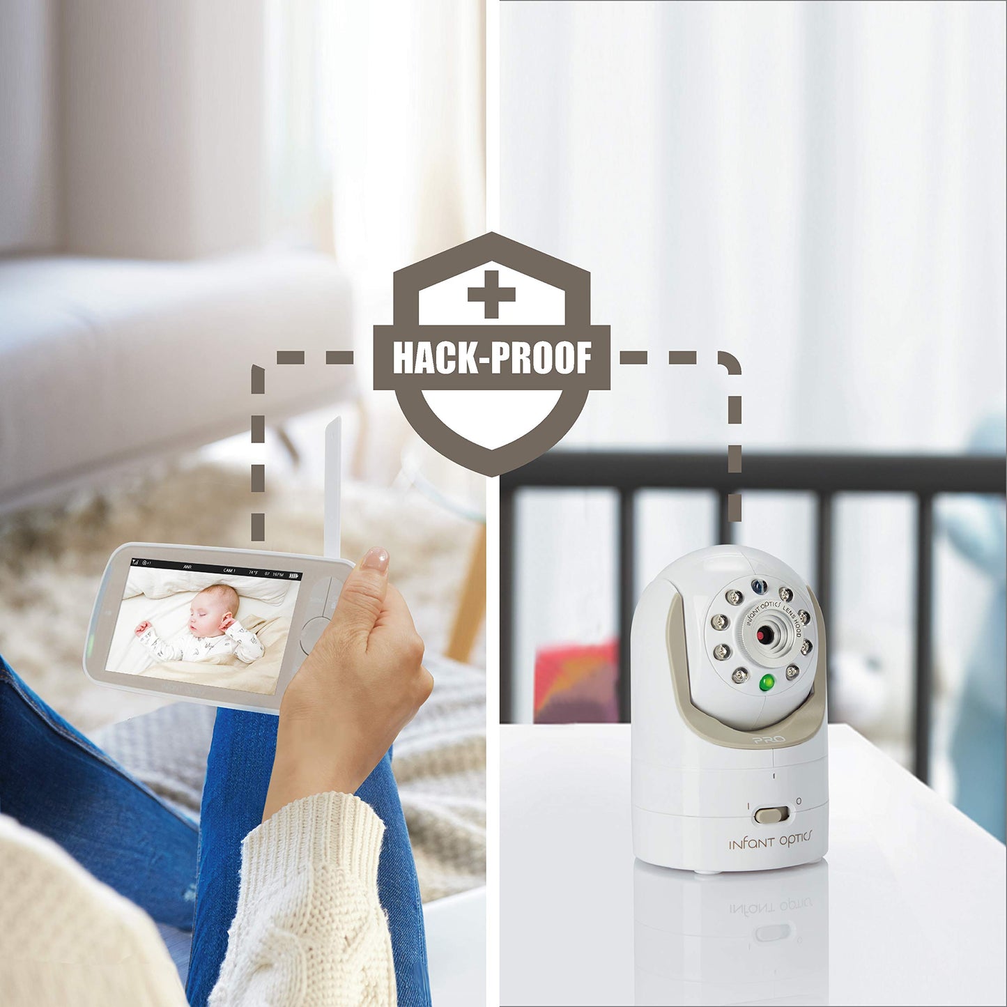 Infant Optics DXR-8 PRO - Patented Active Noise Reduction (ANR), 5” HD Video Baby Monitor with 1 Camera, No WiFi, Hack-Proof,Pan Tilt Zoom, Interchangeable Lens
