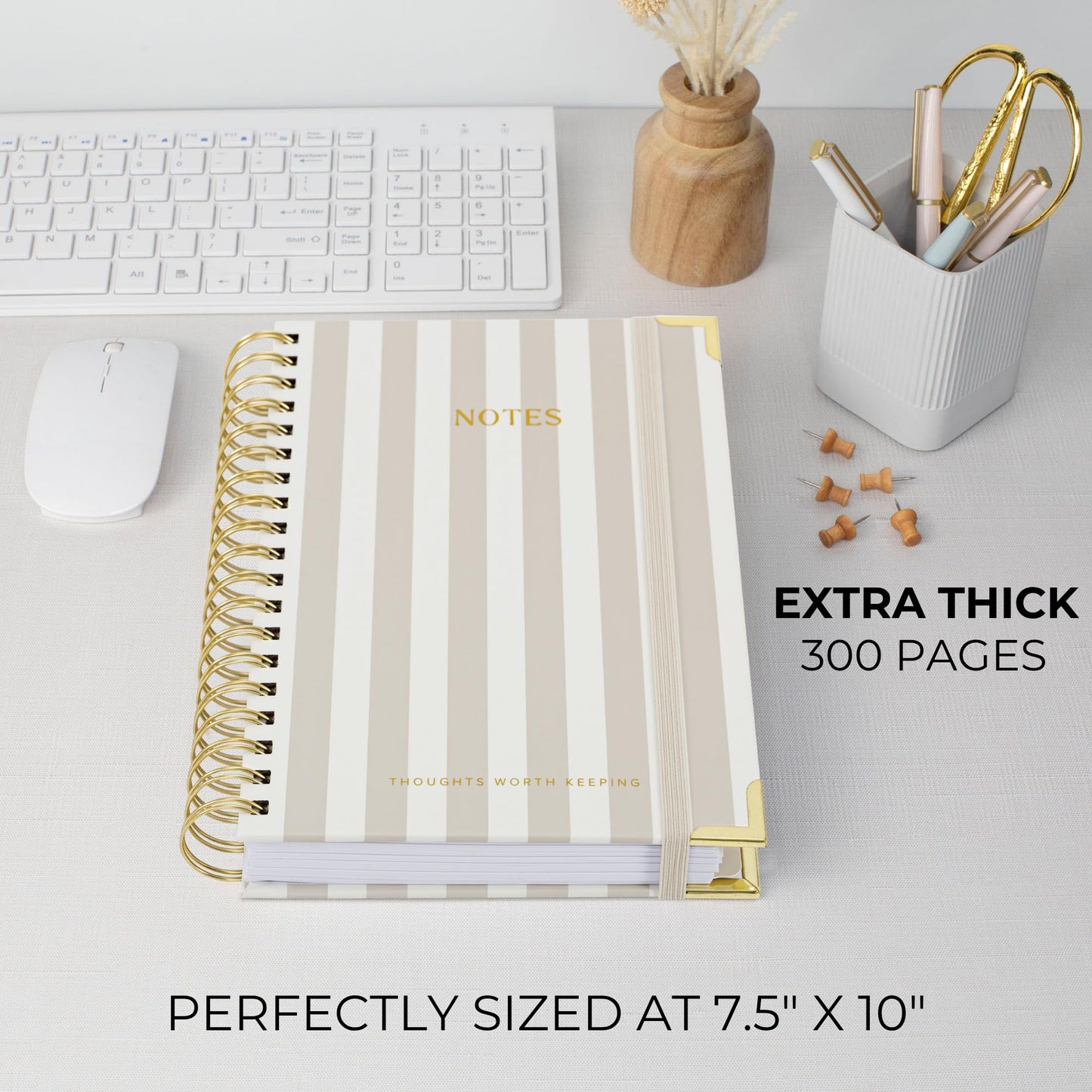 Aesthetic Thick Spiral Notebook With Tabs - Premium Journal For Women Size B5 - College Ruled Note Book With 300 Lined Pages and Dividers - Perfect For Writing And Staying Organized at Work or School