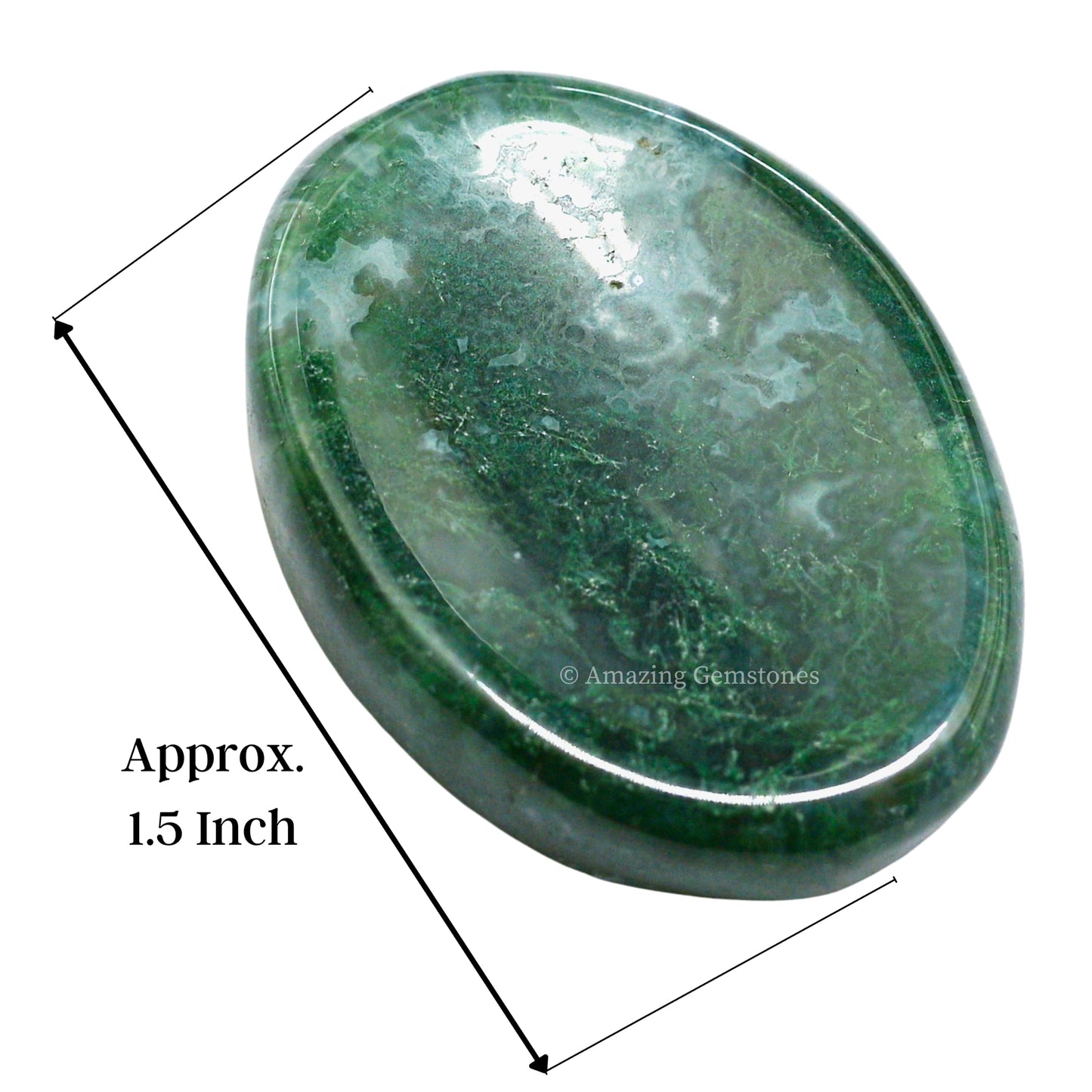 Amazing Gemstone Moss Agate Worry Stone Crystals and Healing Stones - Worry Stones for Stress Relief Gifts - Piedra Crystal Fidget for Meditation, Calming, Relaxation