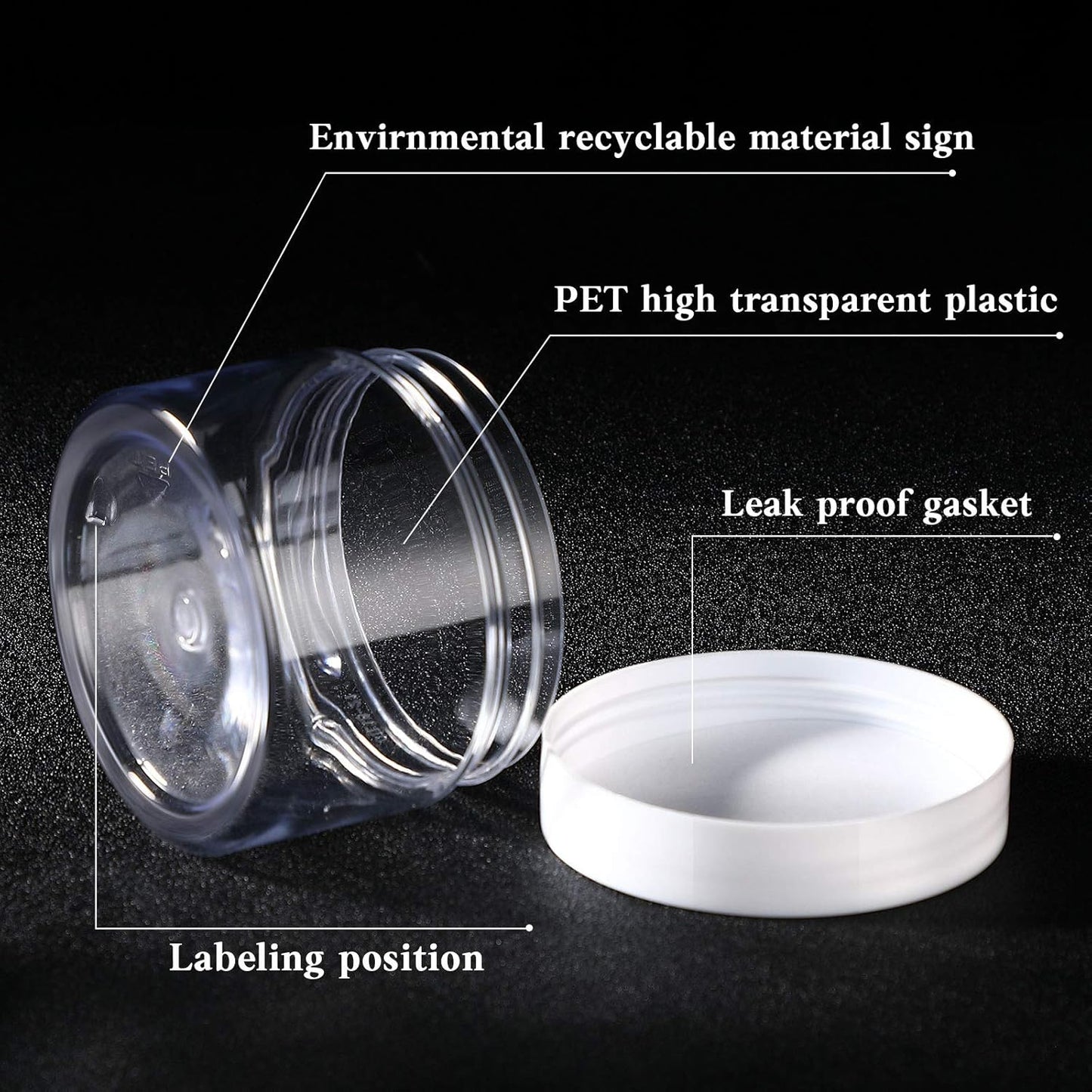 Patelai 4 Pieces Round Wide-mouth Leak Proof Plastic Container Jars with Lids for Travel Storage Makeup Beauty Products Face Creams Oils Salves Ointments DIY Making(6 Ounce,White)
