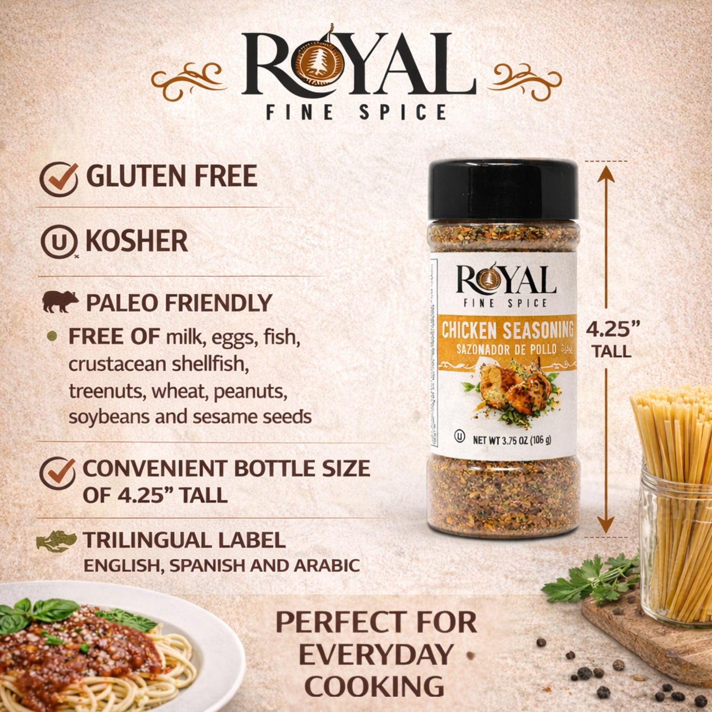 June Street Market 10 Piece Essentials Kitchen Starter Gift Set: Spices with Trilingual Labels (English, Spanish, Arabic) Includes Recipe Cards, Perfect for Cooking, Baking, or Gifting