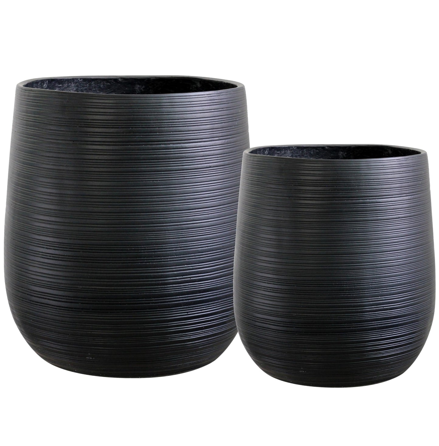 Olly & Rose Extra Large Plant Pot Patterned - Black Garden Planter - XL Flower Pot - H 50cm D45cm + H40cm D38cm