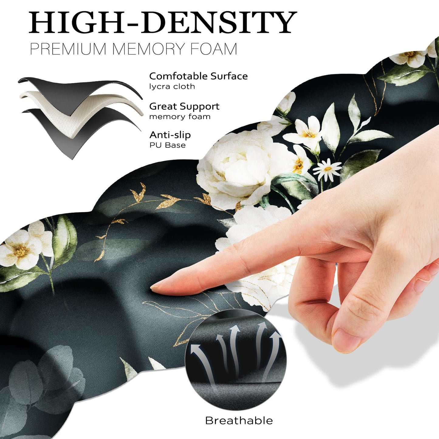 JIKIOU Cloud Wrist Rest Keyboard, Cloud Keyboard Wrist Pad Set with Comfortable Cloth, Cute Arm Rest for Palm Support, PC/Gaming Desk Accessories/Office Setup/Computer Hand Cushion Peony