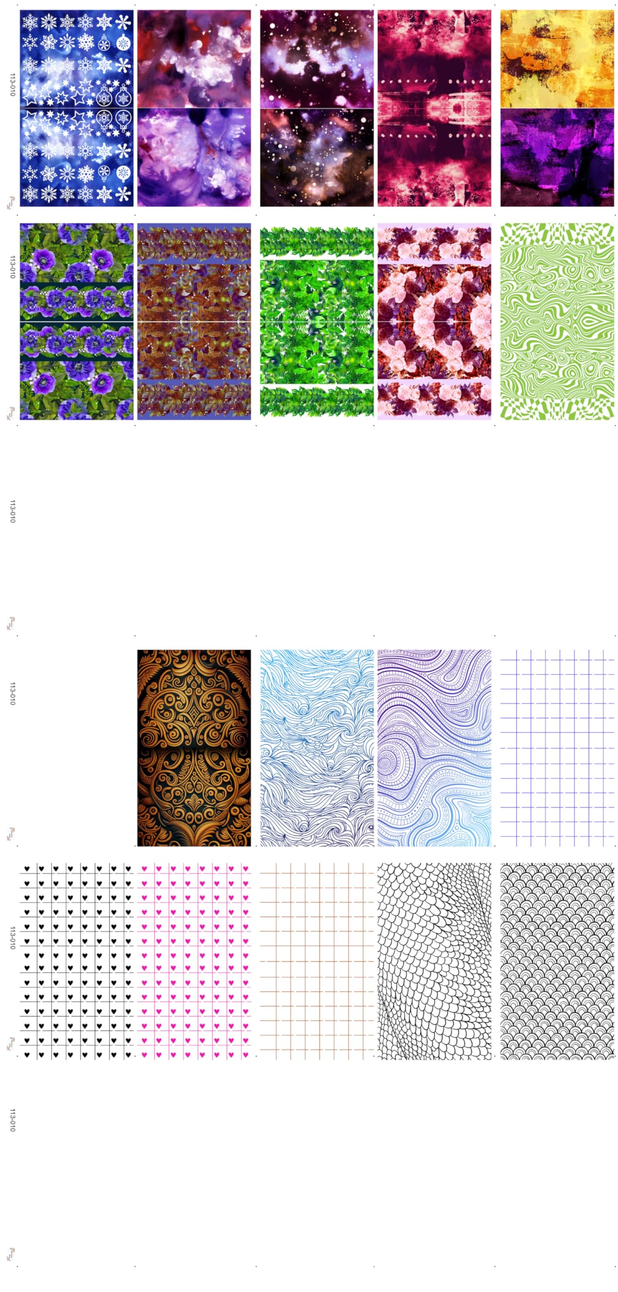 30 Sheets Nail Stickers Collection ~ Cosmic Abstract Patterns ~ Galaxy Textures Watercolor Clouds Leaves Snowflakes and Graphic Elements in Vibrant Modern Style Creating Bold Manicure Decals