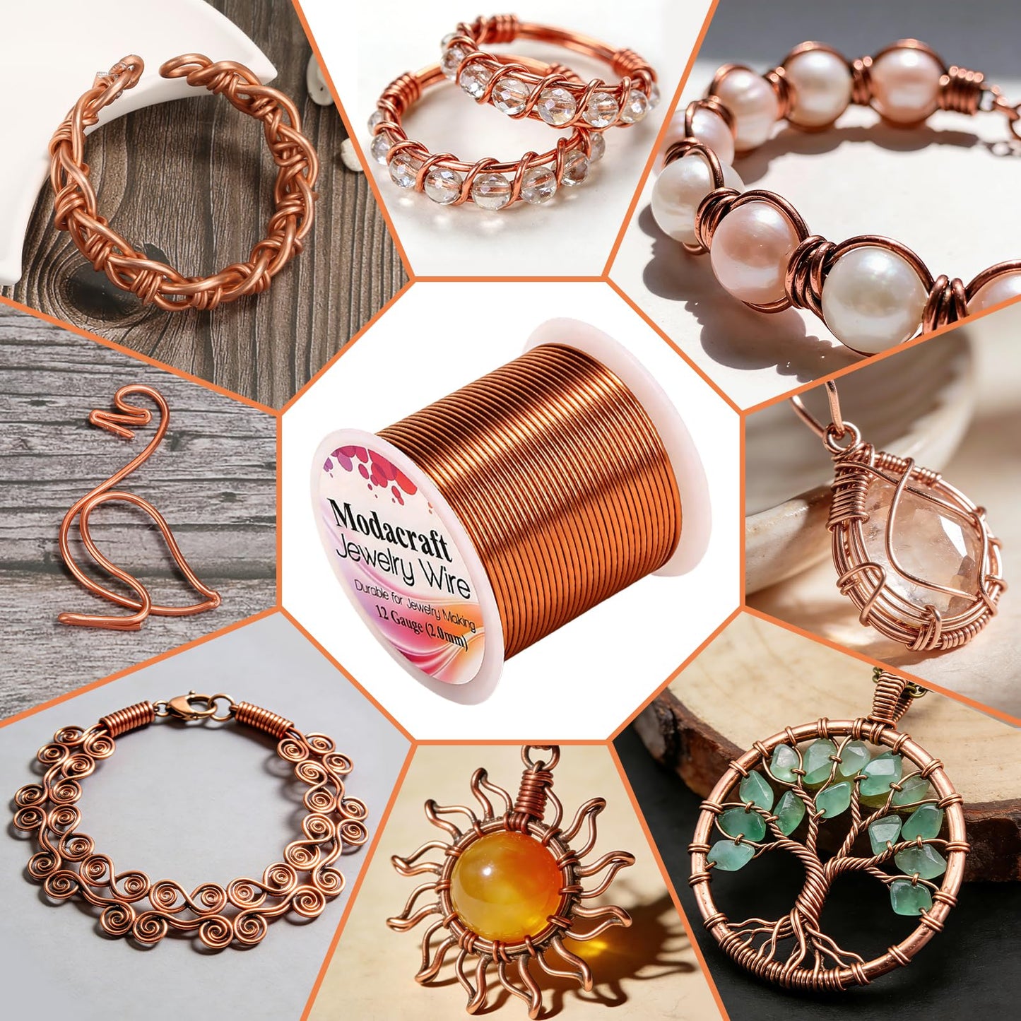Premium 12 Gauge Copper Wire - 32.8ft Bendable Metal Craft Wire with 4-in-1 Pliers for Jewelry Making, Floral Design, Doll Making, and DIY Crafts Easy Wire Cutting, Shaping, and Wrapping
