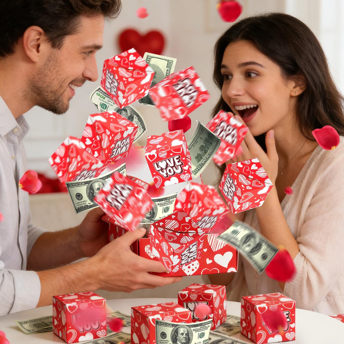 Valentine's Day Surprise Gift Box Explosion for Money,Unique Foleding Gift Box,Surprise for Wife,for Husband,Gift for Birthday,Anniversary,Party