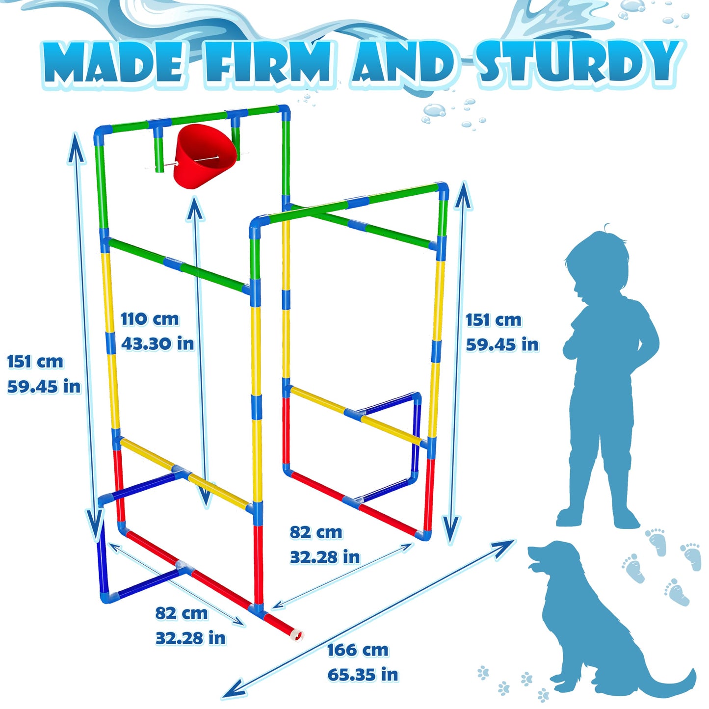 Kids Water Park Sprinkler Tunnel with Dunk Bucket | Outdoor Water Park for Backyard Summer Fun