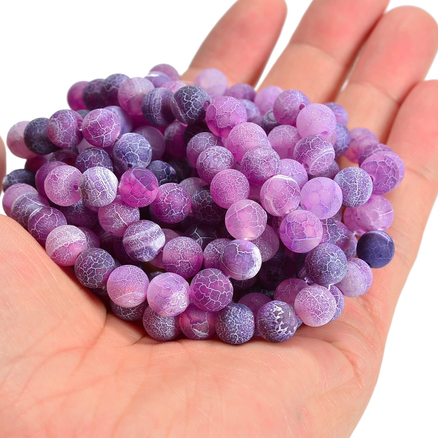 jodaying 10mm Froasted Purple Agate Round Natural Gematone Loose Beads for Jewelry Making DIY 1 Strand 15"