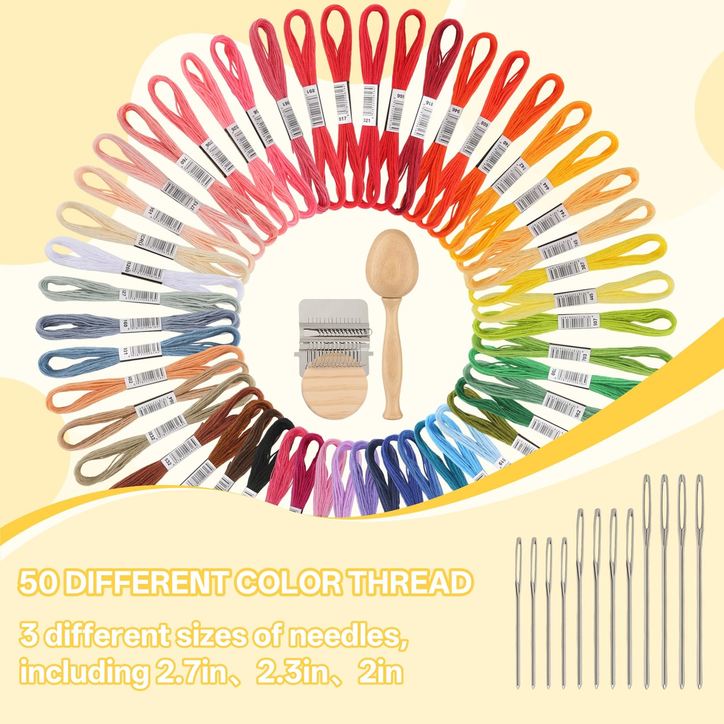PHOXPH Mini Darning Loom Kit, Egg Knit Patch Kit, PatchMaker Mending Tool with 50 Colors Yarn, 14 Hooks, Weaving Loom for Socks, Jeans & Sweaters, Clothes Repair, Fixing Kit for Beginners (Egg Set)