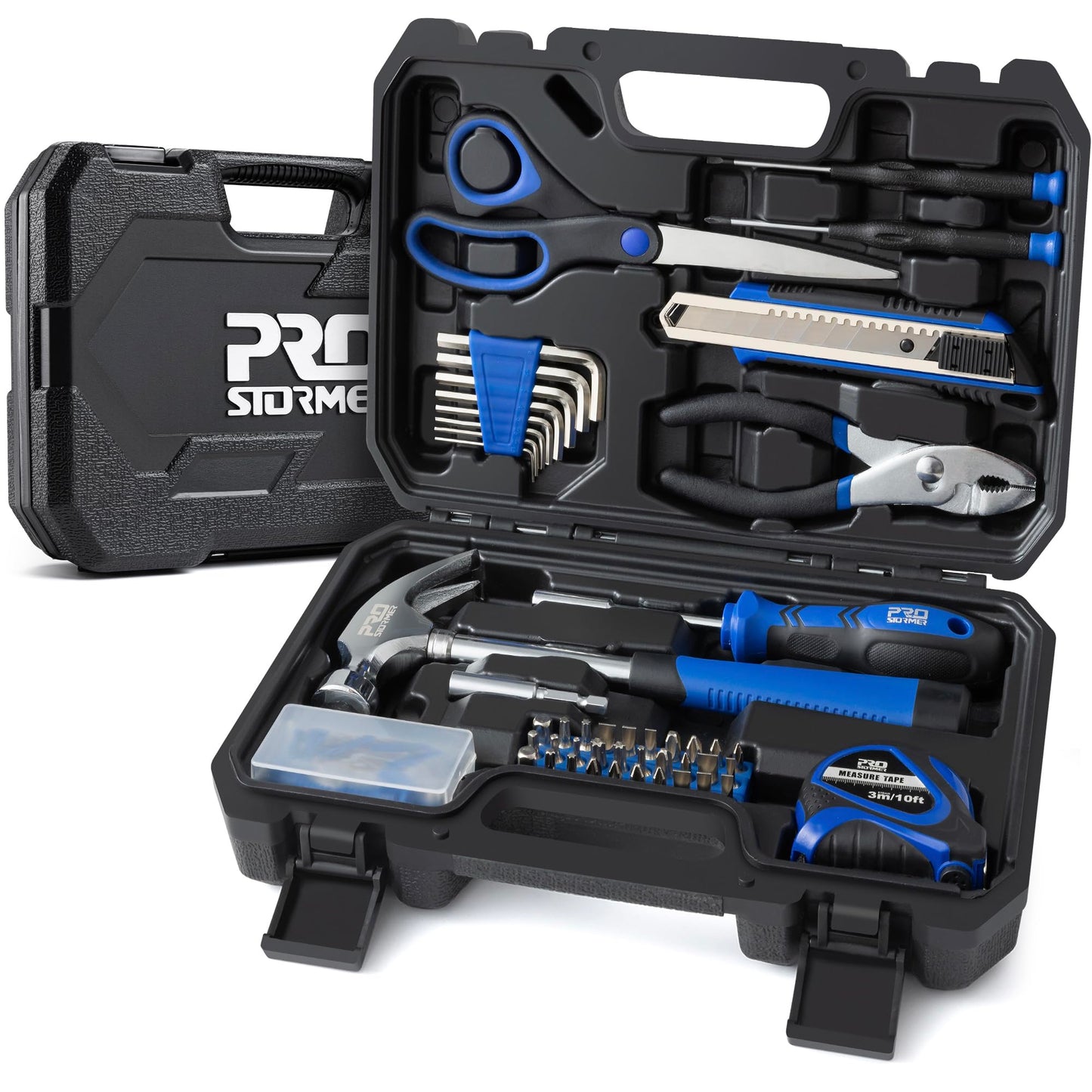 Prostormer 93-Piece Tool Kit, Basic Household Repair Tool Set with Toolbox Storage Case, Small Starter Tool Box Kit for Homeowners and College Students (Blue)