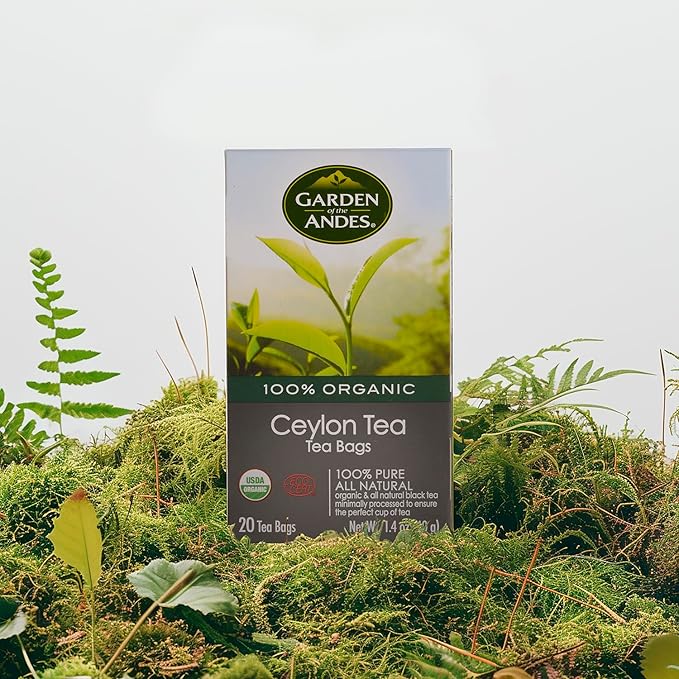 Garden of the Andes - Organic Ceylon Black Tea - 20 Tea Bags per Box, Pack of 6 (120 Tea Bags) - Estate-Grown Single-Origin - Robust Aromatic Flavor, Traceable Farm-to-Cup
