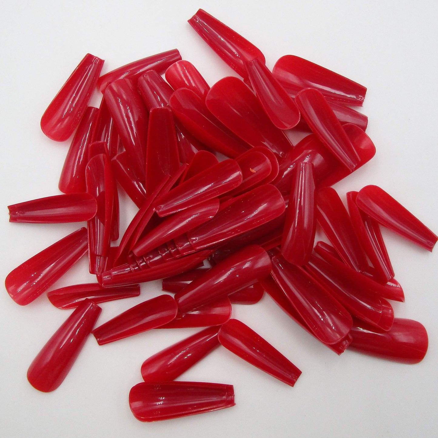 100pc Red Press on Nails Medium Coffin Fake Nails, Medium Press-on Nail Coffin Acrylic Nails Press ons Nail Red False Nail Glossy Ballerina Artificial Fingernail Full Cover Glue on Nail