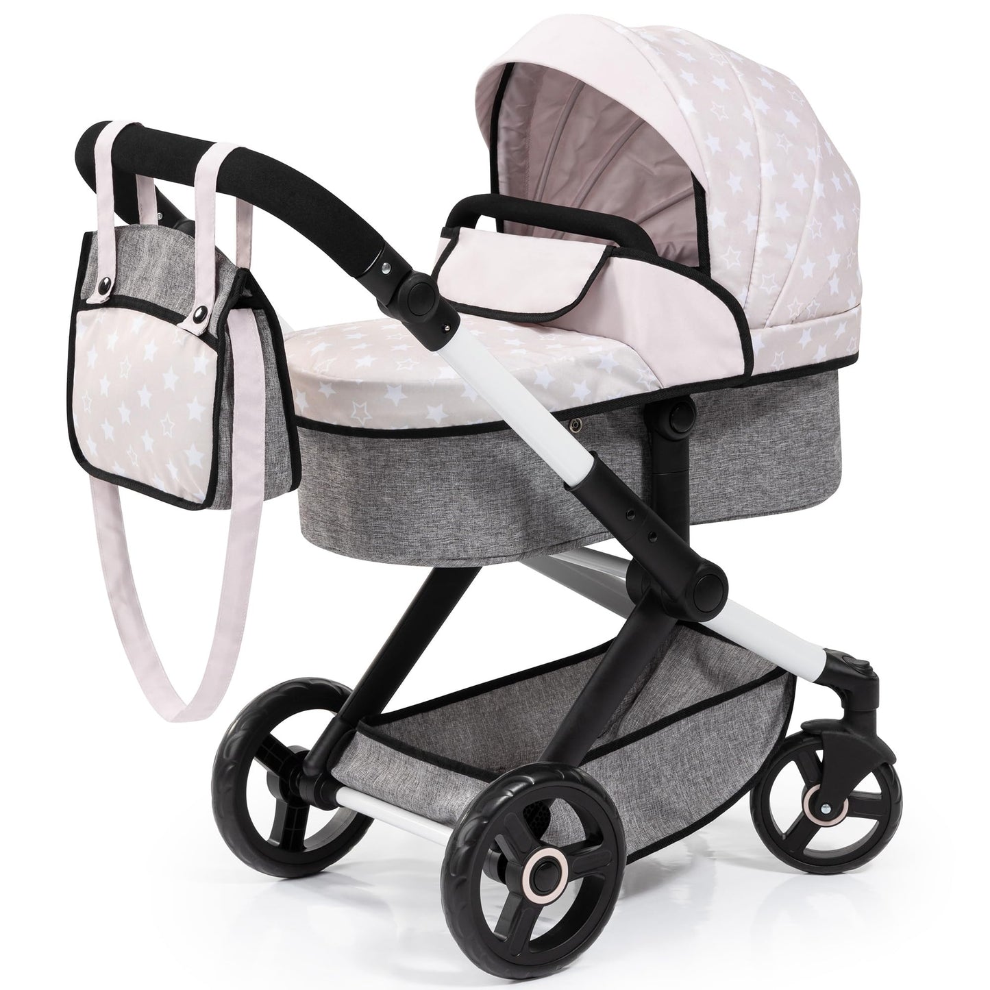 Bayer Pram Xeo - Doll Stroller with Stars Design, Convertible Pushchair for 18" Dolls, Ages 3+