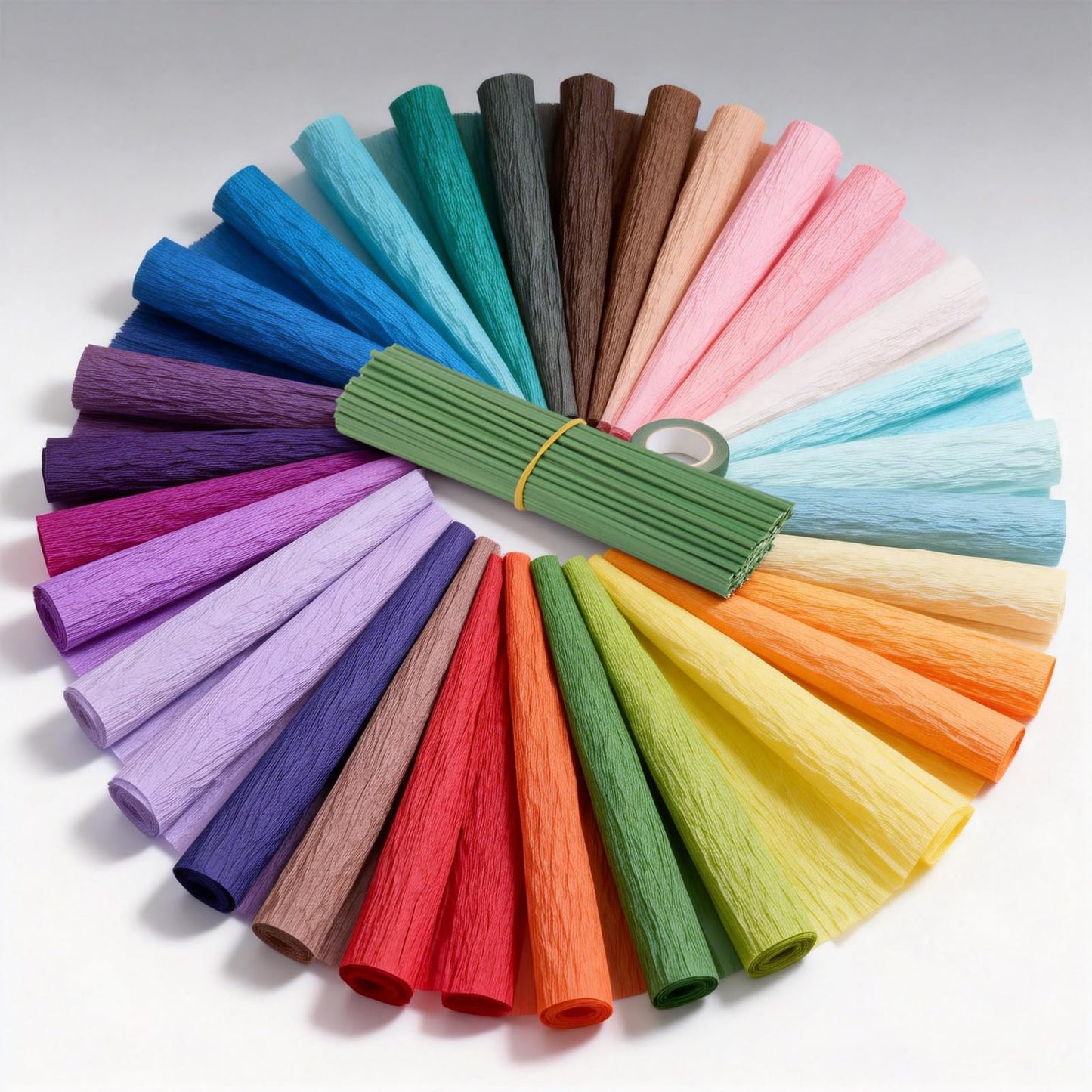 Eikovia 35 Roll Crepe Paper Kit, 1 Roll Floral Tape & 100 Stems for Wedding, Birthday, Crafting, Flower Making, DIY Party Decor
