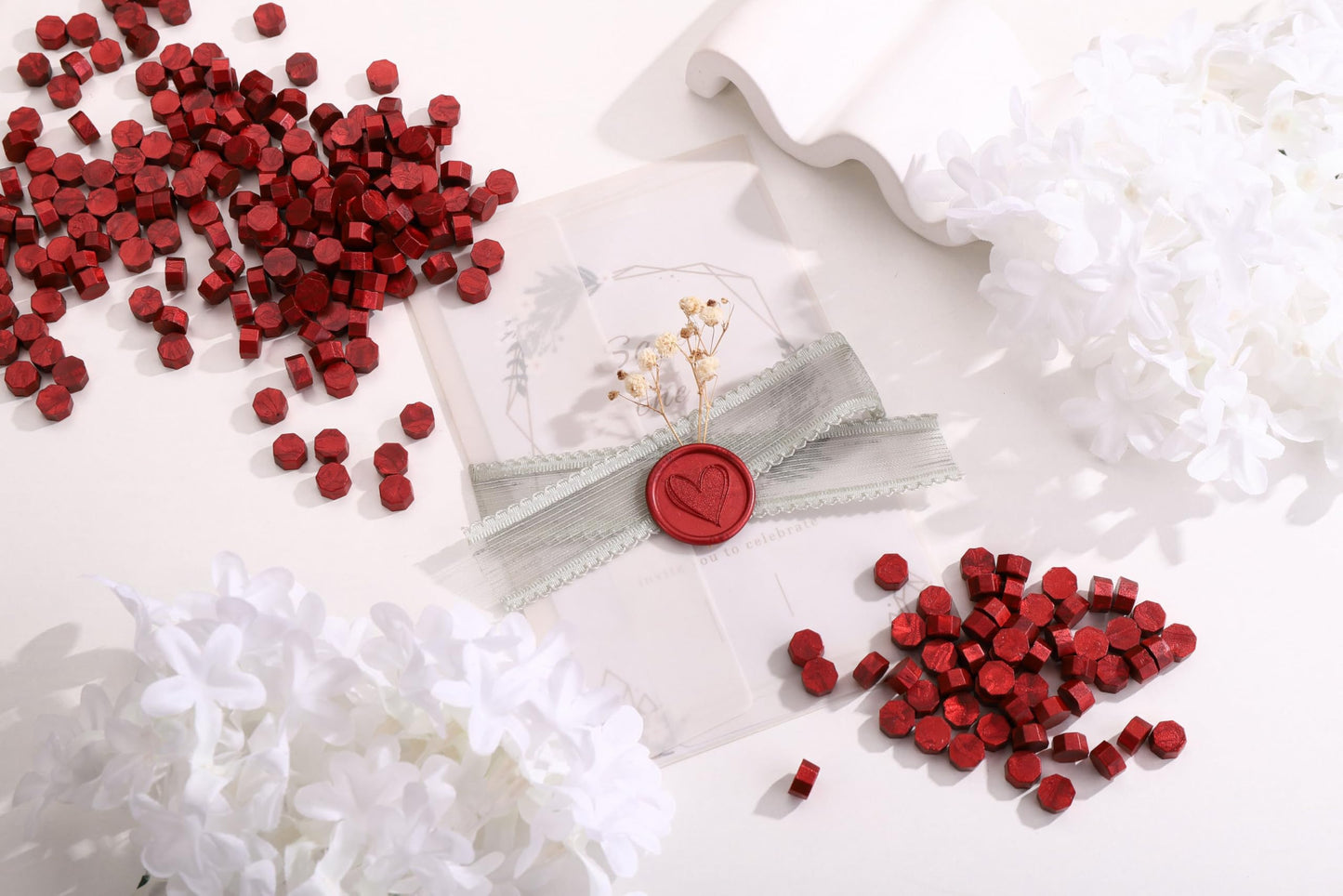 Yoption 360Pcs Blood Red Sealing Wax Beads with 2 Spoons and 4 Tea Candles for Wax Seal Stamps, Cards, Wedding Invitations, Wine Packaging, Gift Wrap, Envelopes
