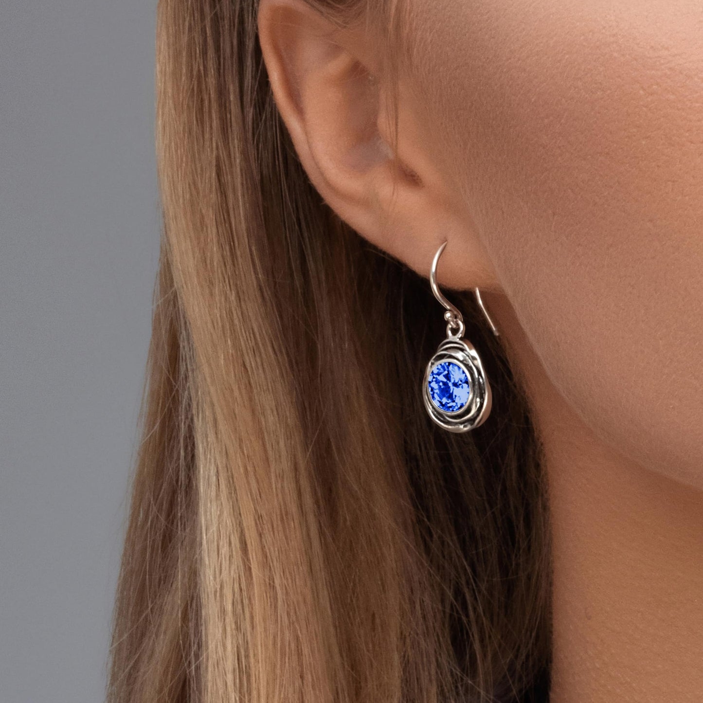 JEAN RACHEL JEWELRY 925 Sterling Silver Tanzanite CZ Drop Earrings