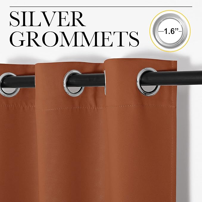 NICETOWN Window Curtains Blackout Drapes, Thermal Insulated Christmas Decorative Blackout Curtains/Draperies for Laundry Room (One Pair, 34 by 45-inch, Burnt Orange)