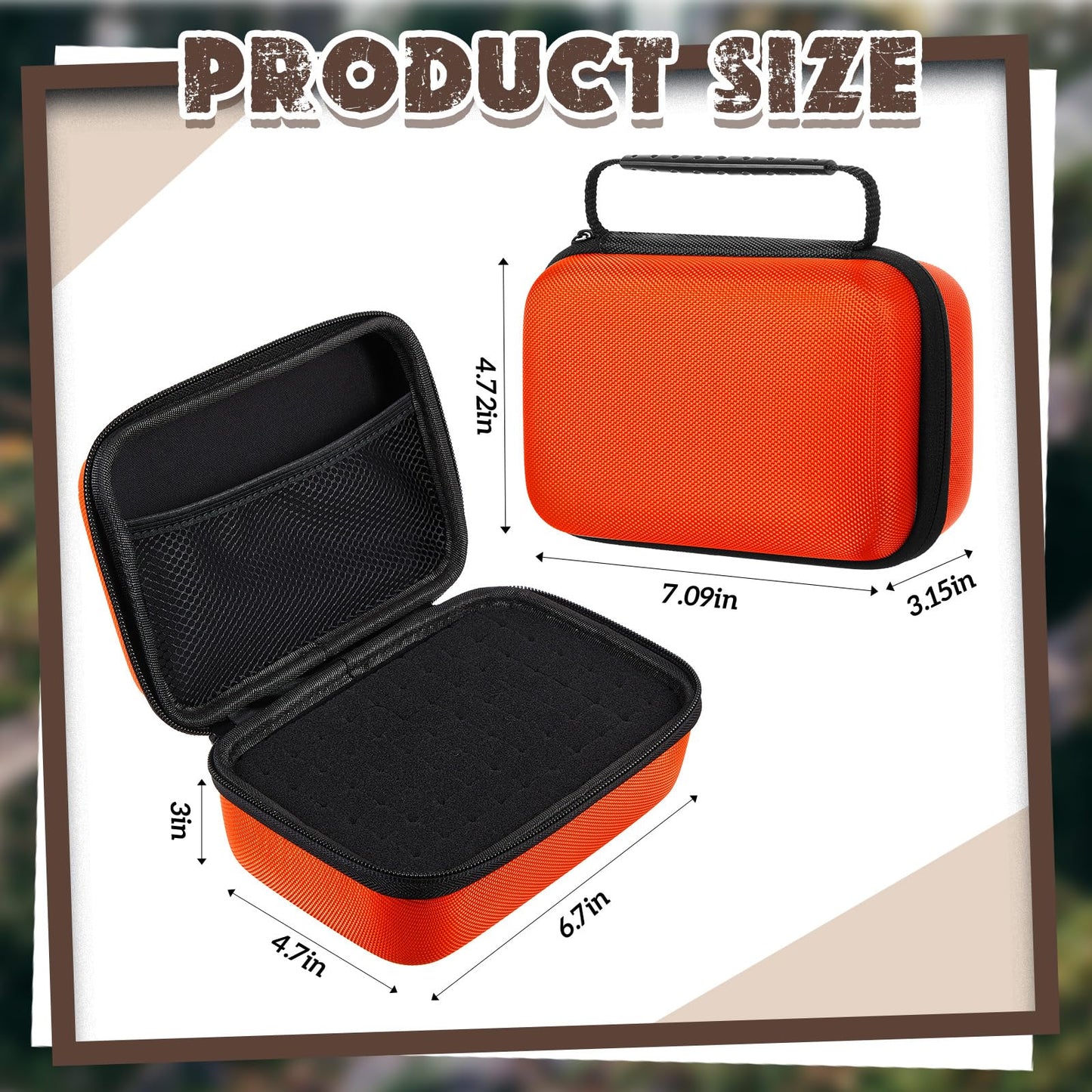 Relaxweex EVA Hard Case with Customizable Foam 7.1 x 4.7 x 3.1 Inch Protective EVA Carrying Case Shockproof Outdoor for Camera, Digital Products, Electronic Instruments with Knife, Orange