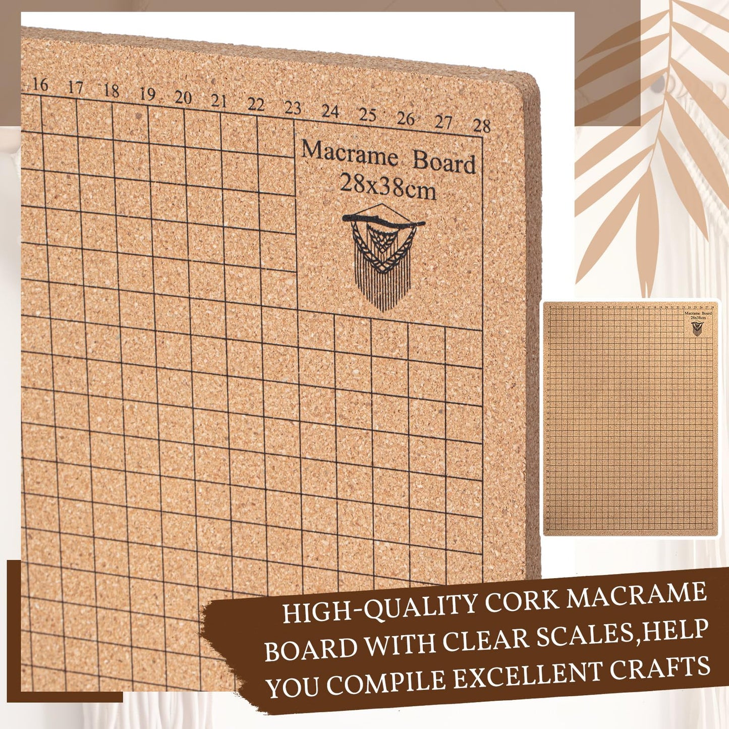 Tandefio 104 Pcs 12x16 Inch Macrame Board and Metal Adjustable Holder with T Pins Clips Macrame Project Supplies Tools Double Sided Grids for Braiding Cording Bracelet Creating
