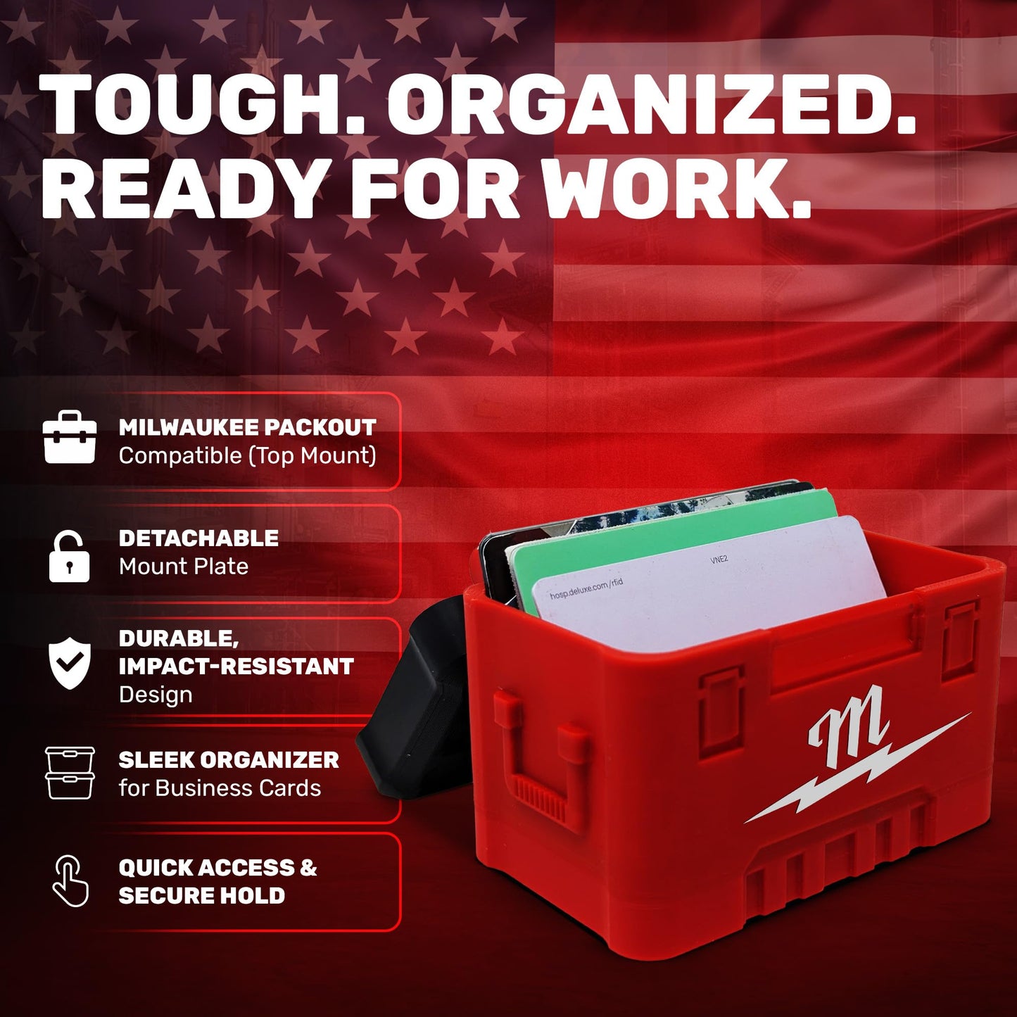 Head Concepts Tool Box Business Card Holder for Milwaukee Tools Enthusiasts - Durable Packout Design for Office and Workshop Organization - Professional and Functional