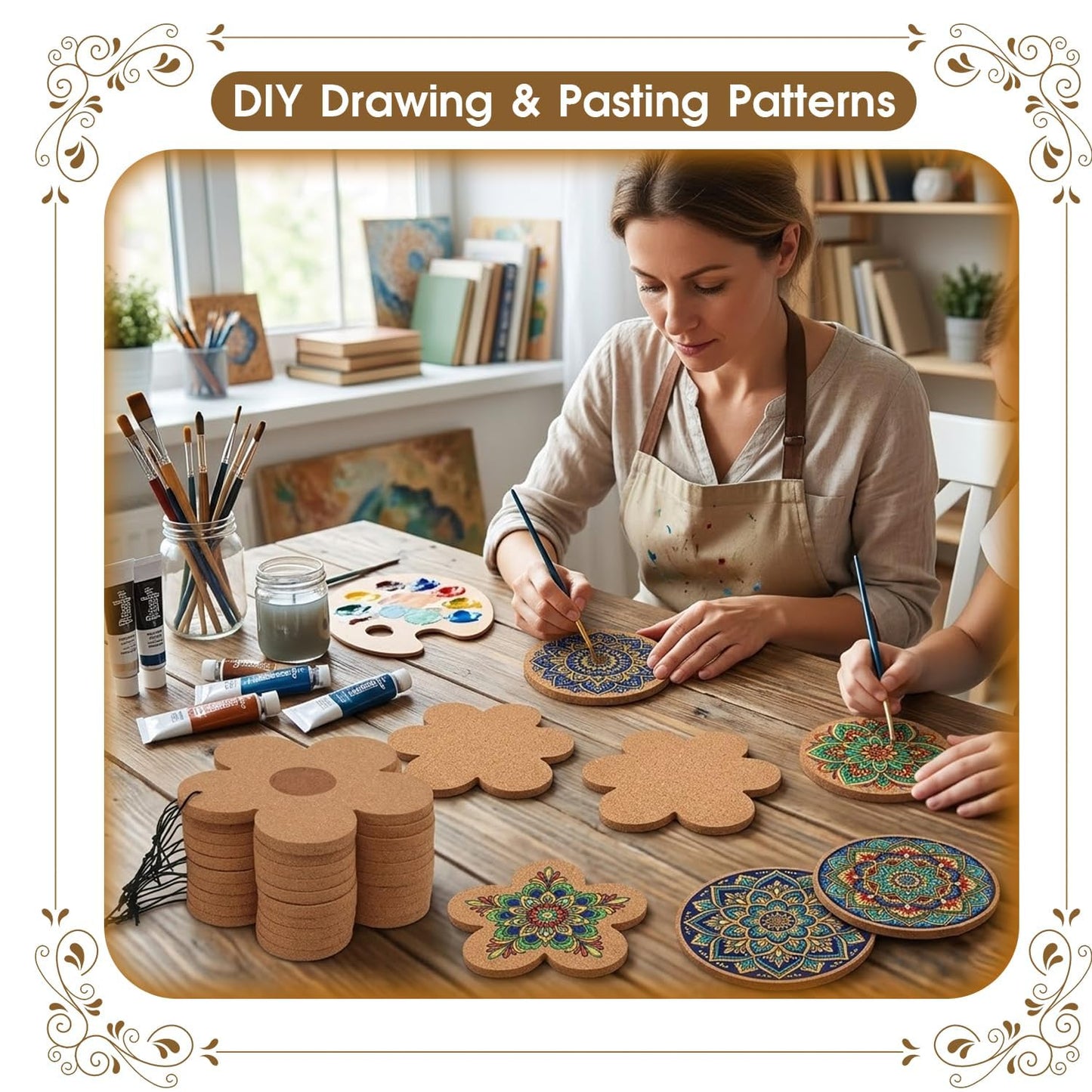 10PCS Large Flower Cork Coasters 190mm×10mm Reusable Absorbent Heat Resistant Cork Mats for Drinks DIY Crafts Table Protection Plants Home Kitchen