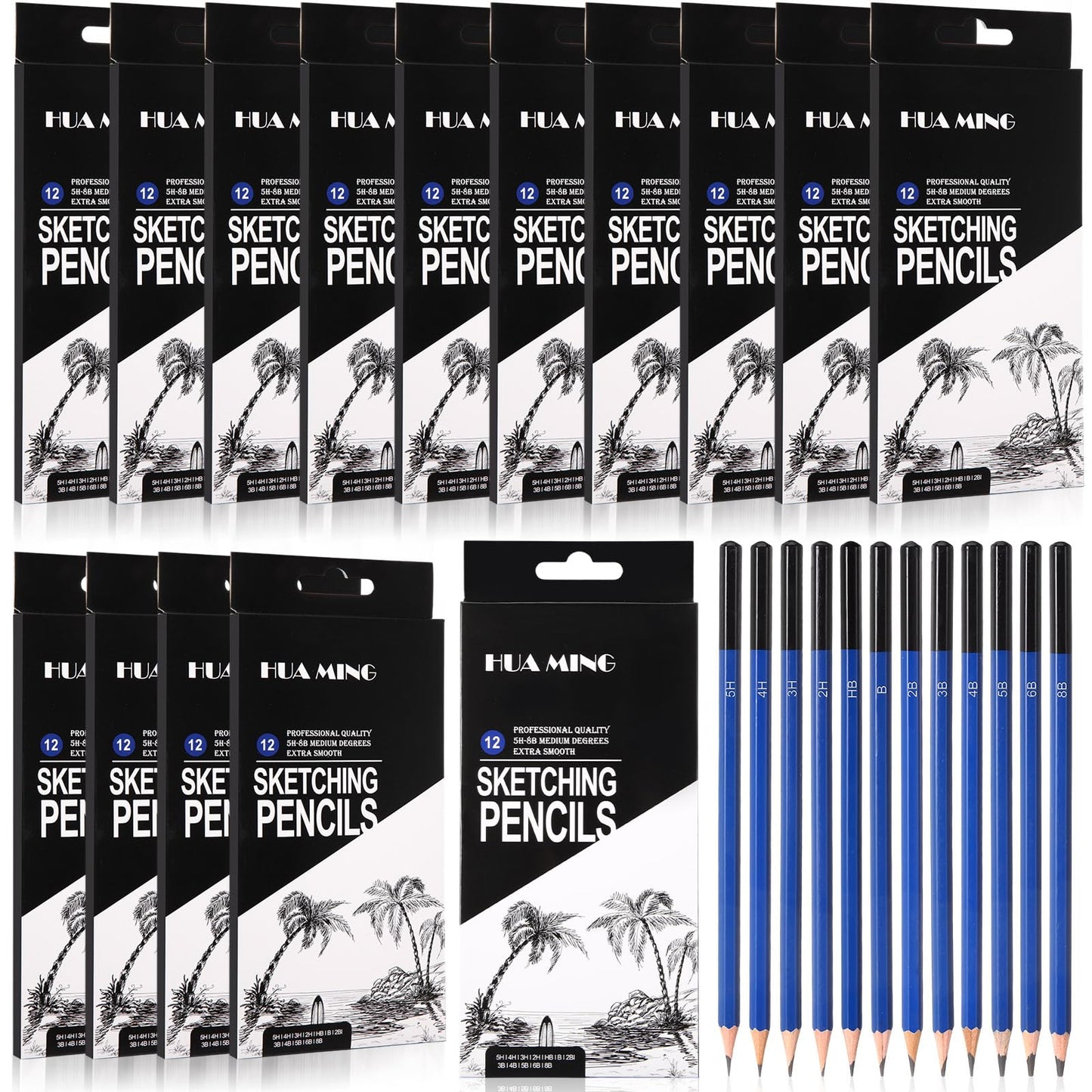 Humyoun 120 Pcs Graphite Sketch Pencil Set (8b - 5h) Professional Drawing Pencils Graphite Charcoal Gift Bulk for Beginners and Artists Art Sketching Supplies
